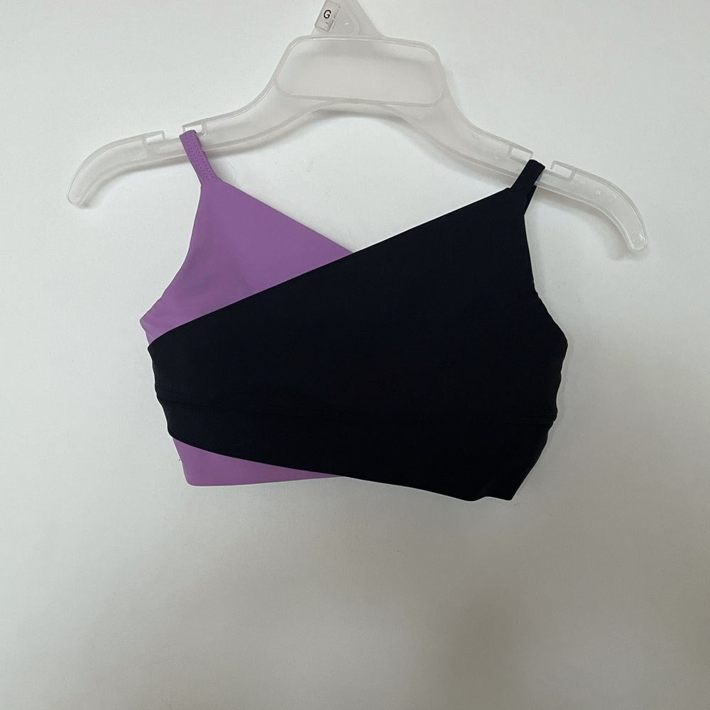 purple and black crossed dance top